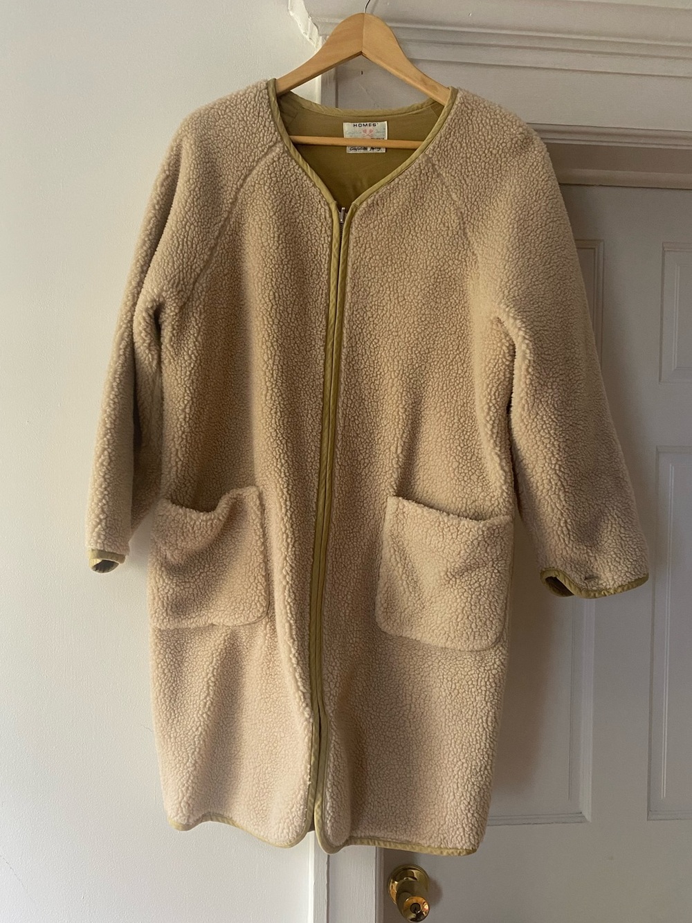 Homes Beige Sherpa-Like Zip-Front Coat Liner
